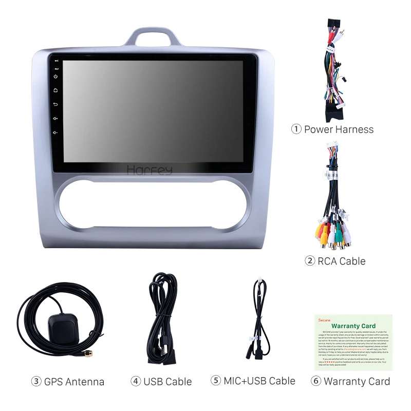 Excellent Harfey Quad-core/Octa-core 10.1 Inch Car Radio Audio Stereo GPS Multimedia Player For 2004-2007 2008 2009 2010 2011 Ford Focus 2 3
