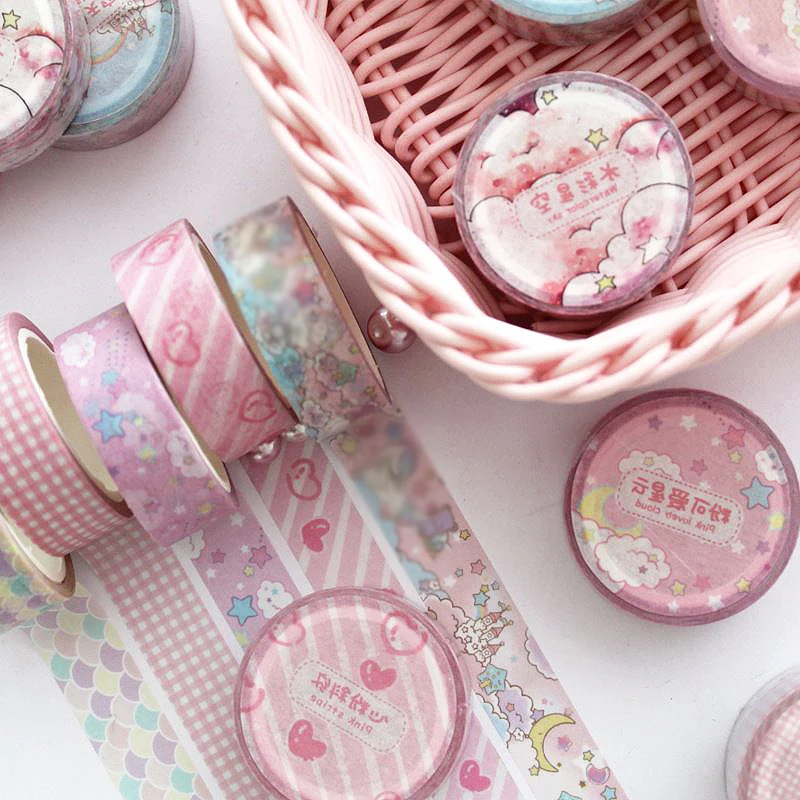 

Scrapbooking Sticker Masking Tape Lovely Pink DIY Label 1.5cm Hot Sale Cartoon Washi Tape 1PC Festival Supplies Adhesive Tape