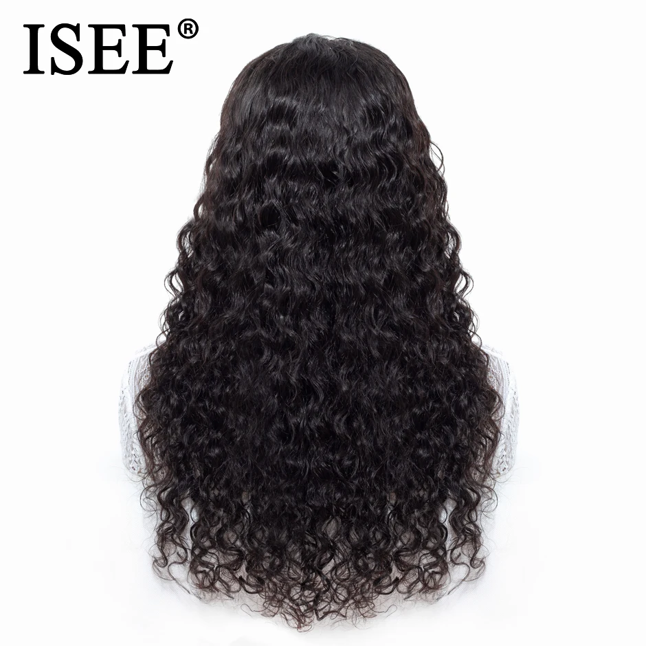 Baratos Pelucas de cabello humano con encaje frontal de onda de agua para mujeres negras 13X4 pelucas de cabello ISEE pelucas de cabello humano brasileño de densidad Remy 130% 150% 180%