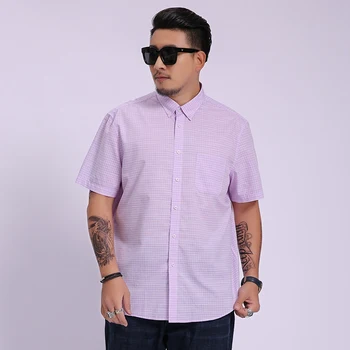 

New Arrival Mens High Quality Fashion Super Large Plaid Summer Men Short Sleeve Cotton Shirt Casual Plus Size 8xl 7xl 6xl 5xl