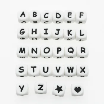 

100PCS signal beads cubic Silicone beads white letter beads 10mm cutting beads DIY necklace Pacifier clip making