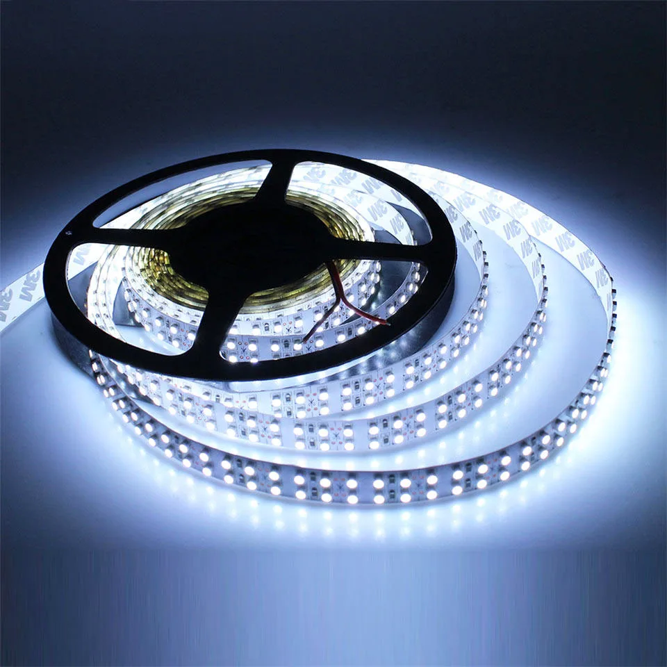 Светодиодная лента 12V 240 led/M 3528 двухрядная 5M 1200leds Гибкие Огни Лента теплая/белая IP67