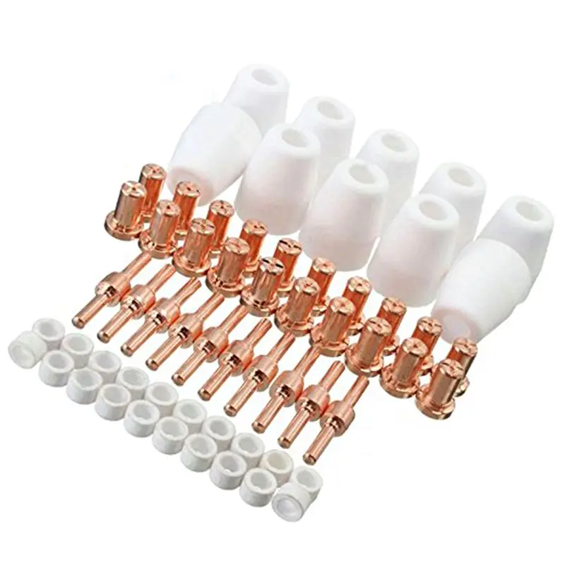 

HLZS-60 Pcs/Set Ceramic + red copper Air Plasma Cutting Cutter Consumables Extended TIP Nozzles Electrode for PT31 LG40 Torch