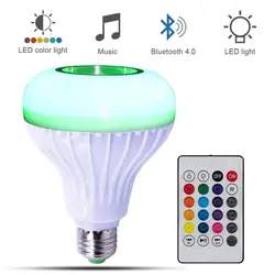 E27 Беспроводной Bluetooth Динамик 12 Вт RGB лампы светодио дный лампа 110 V 220 V Smart светодио дный света музыкальный плеер аудио с удаленным Управление