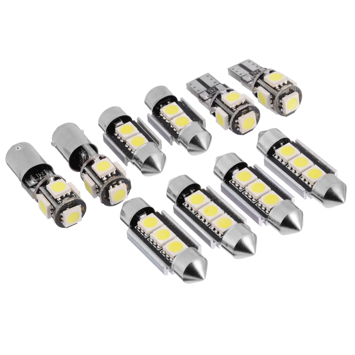 

10pcs/set 12V Car Interior LED White Light Dome Lamp Bulb Kit For V-W MK-5 G-olf GT-I 2003 2004 2005 2006 2007 2008 2009