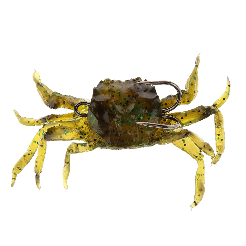 3D Simulate PVC Fishing Tackle Soft Lure Crab Simulation Saltwater Hook Baits Green Fake Crab