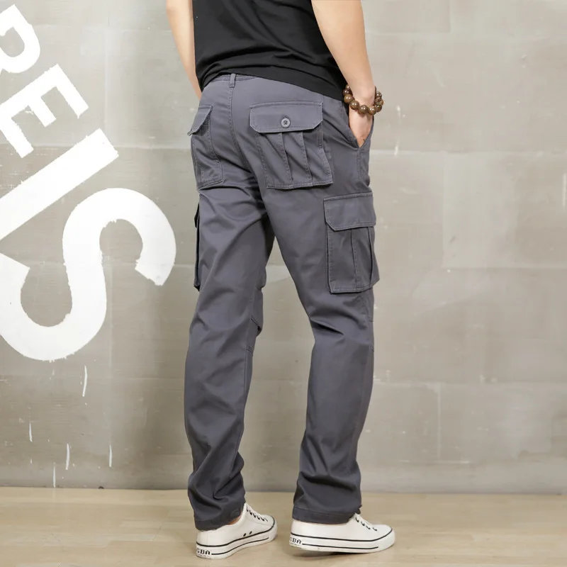 Cargo Pants Loose Black Khaki Cargo Pants Men Elastic Waist Casual Pants Men Work Summer  Male Trousers Big Size