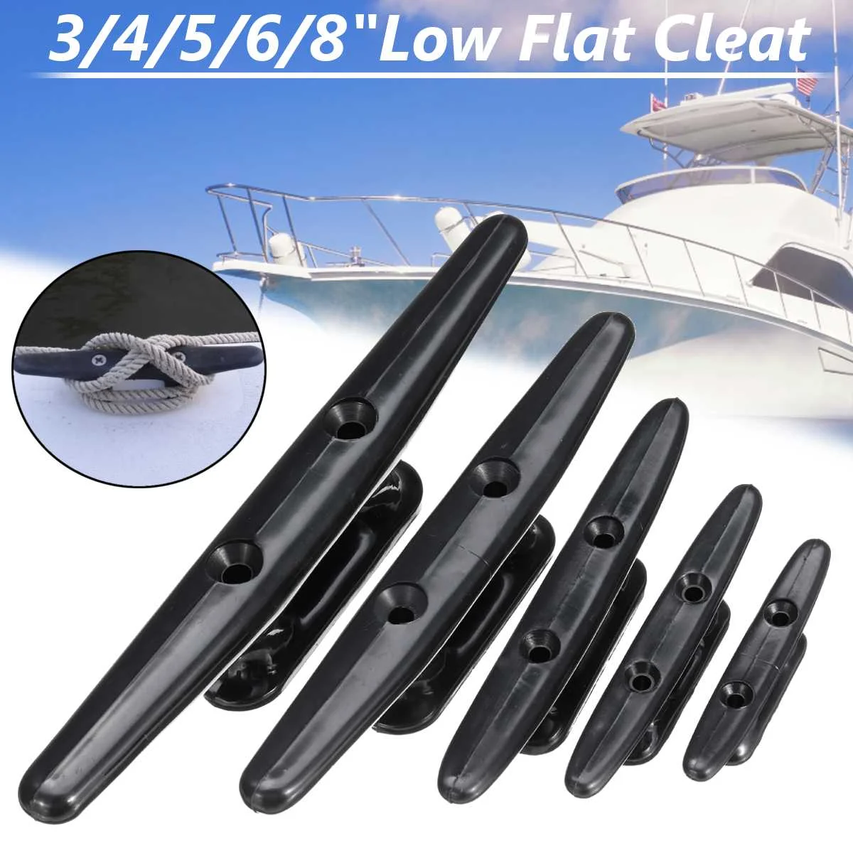 

3" 4" 5" 6" 8" Low Flat Cleat Hardware For Marine Boat Yacht Deck Line Rope Tie Nylon Plastic Boat Accessories