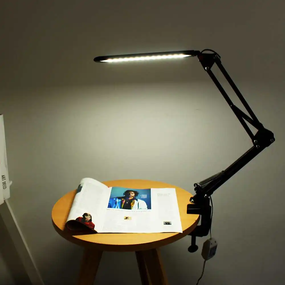 

CLAITE 6W 28 LED Swing Arm Desk Lamp USB Dimmable Flexible Clamp Table Lamp 500LM Stepless Eye Protection Reading Light DC5V