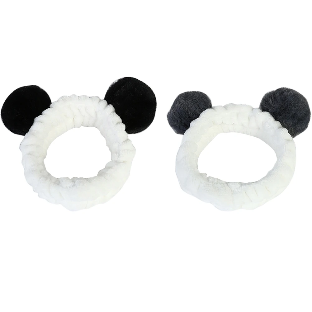 2pcs Makeup Headband Elastic Fluffy Animal Adorable Cute Headband Head