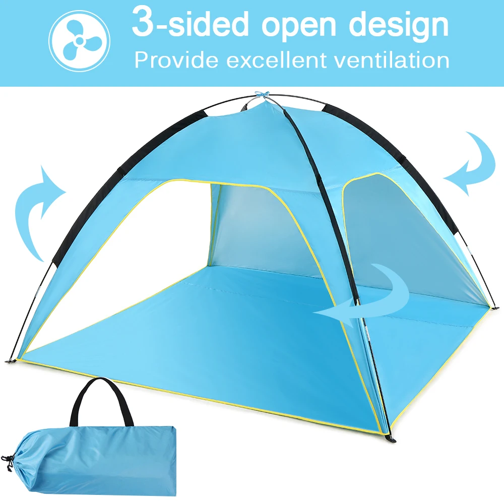 

NEW 3-sided Open Beach Tent Lightweight Sun Shade Canopy UV Sun Shelter Outdoor Camping Fishing Tent