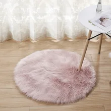 Плюшевый круглый ковер коврики для дома полный пол Декор шерсть имитация овчины ковры искусственный мех Нескользящие спальня мохнатый ковер