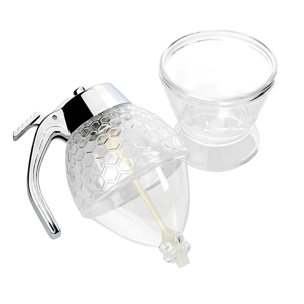 Honey Dispenser Anti-drip Beehoney Jar Container Drip Squeeze Bottle Kettle Storage Pot Stand Holder Juice Syrup Cup Kitchen