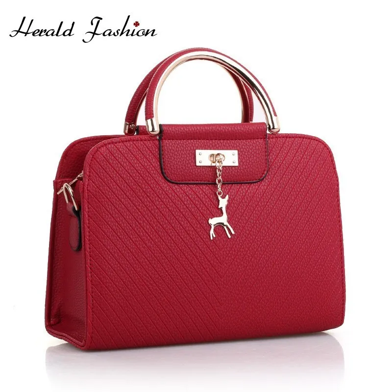 

Herald Fashion Women Handbag Soft Leather Female Shoulder Bags Large Capacity Casual Top-handle Tote Bag Ladies' Travel Bag Sac