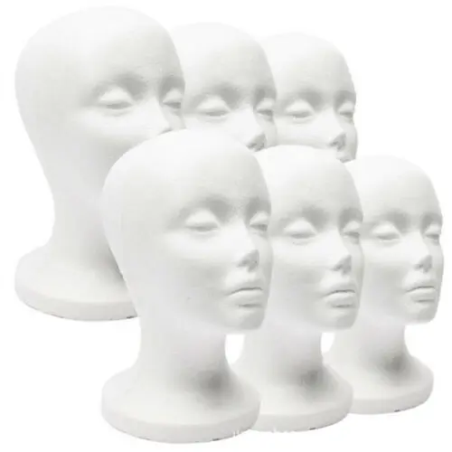 

Female White Foam Styrofoam Mannequin Hat Cap Dummy Wig Head display Holder Female Foam Mannequin Head