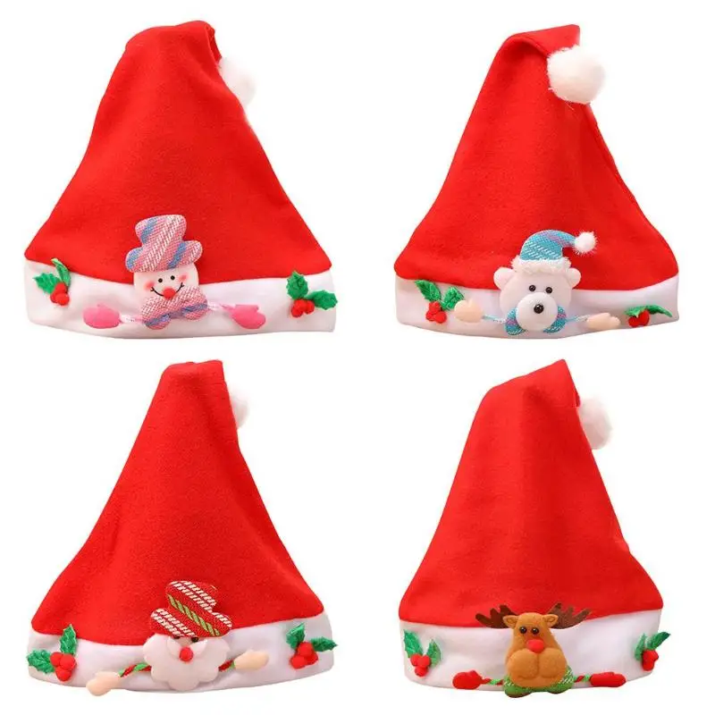 

4pcs Christmas Kids Hat Set Santa Claus Children Caps Xmas Ornaments Decor Gifts Christmas Party christmas tree decorations