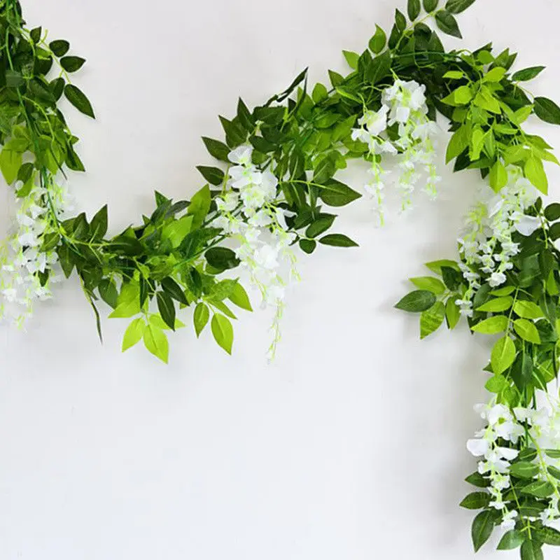 7 pies 2m Cadena de flores Artificial Wisteria vid Garland plantas follaje al aire libre hogar flor falsa flor colgante decoración de pared 7 pies 2m Cadena de flores Artificial Wisteria vid Garland plantas follaje al aire libre hogar flor falsa flor colgante decoración de pared