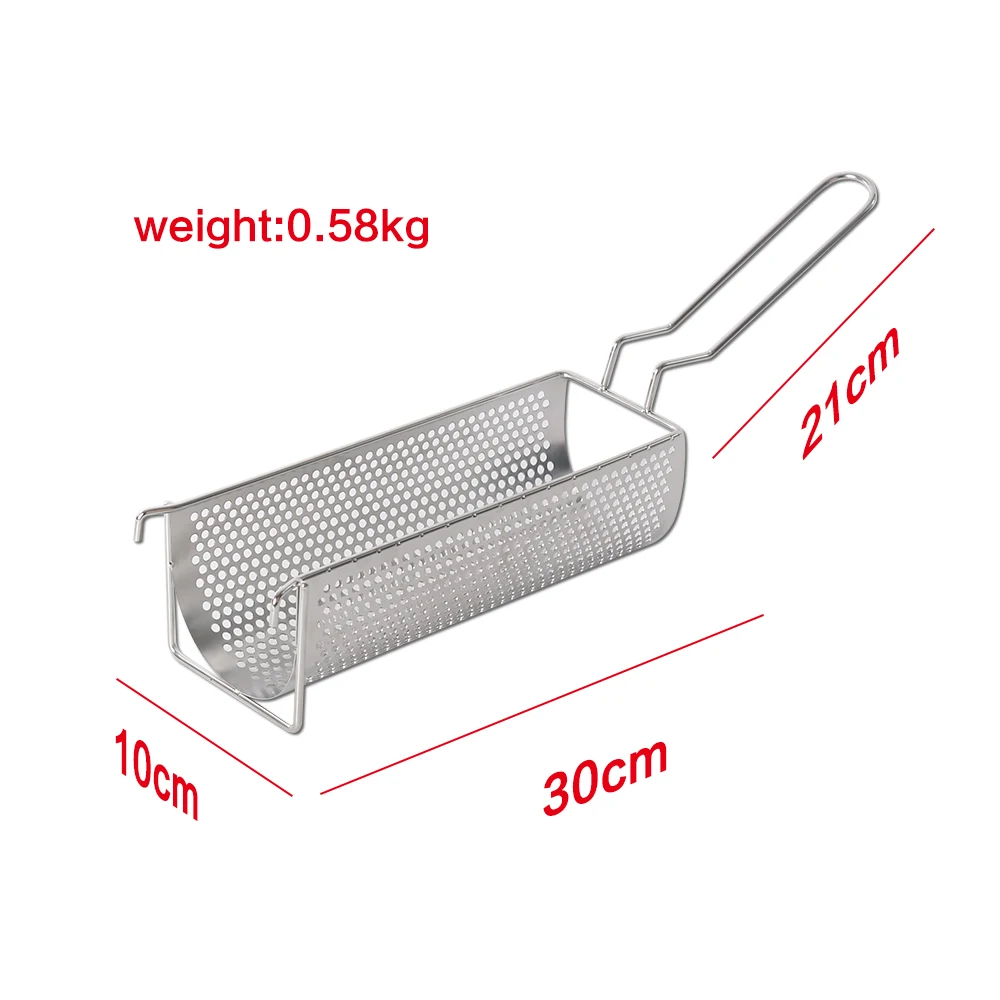 Корзина для картофеля фри из нержавеющей стали длиной 30 см, ситечко для картофельных чипсов, кухонный инструмент для приготовления пищи, аксессуары для жареных корзин
