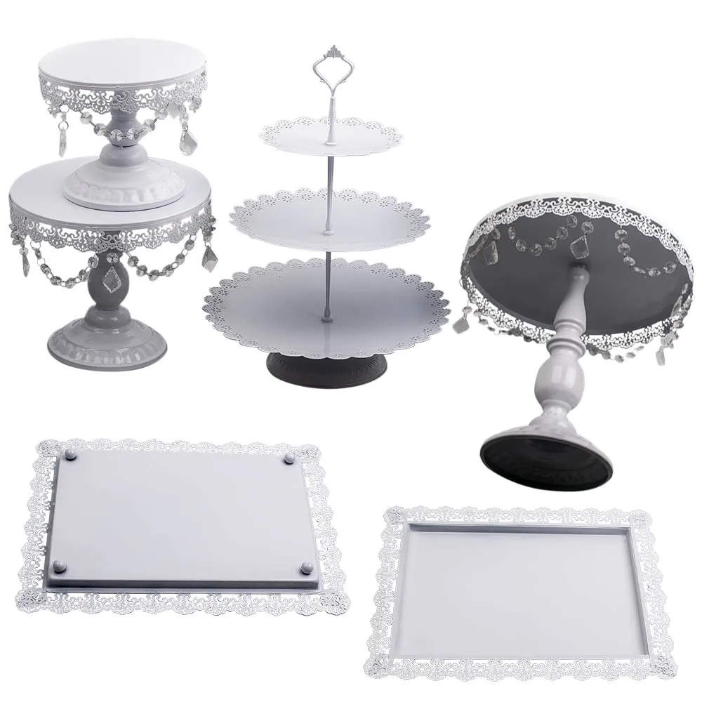 

6Pcs Cake Cupcake Stand Wedding Dessert Food Candy Holder With Crystal Decor