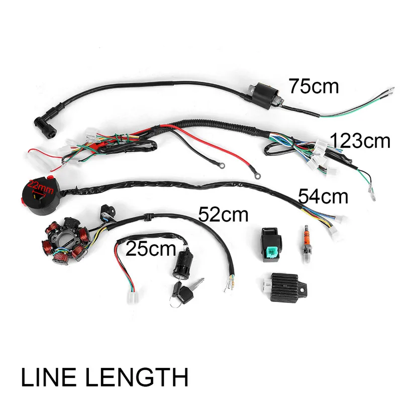 Cena Zestaw zapłonu motocykla 50CC 125CC kompletne kable w wiązce CDI STATOR 6 cewka słup zapłon elektryczny do motocykla ATV
