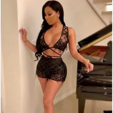 MUXU fashion sexy transparent black sequin two piece set cropped two piece set summer top and pants women set clothing clothes shein apricot appliques button top and shorts elegant girls clothing two piece set 2019 spring fashion vintage children clothes