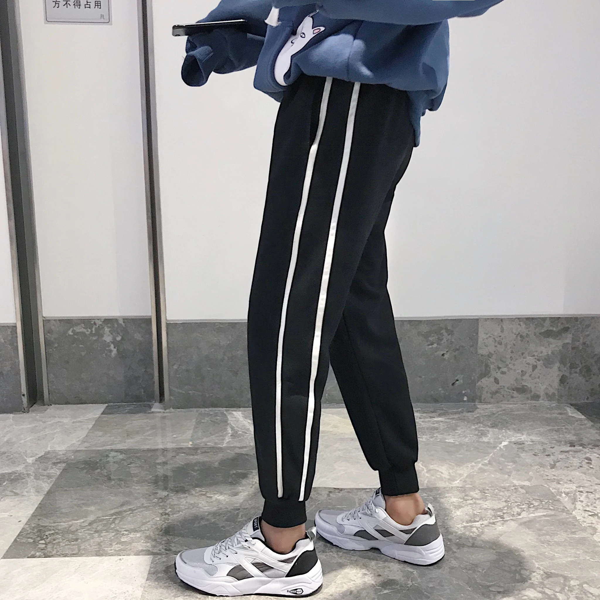 Winter Men's Personality New Casual Sports Pants M-2XL Loose Temperament Solid Color Wild Simple Thickening Youth Straight