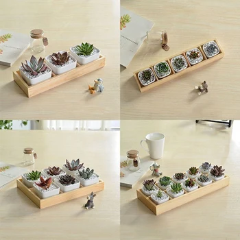 

Fleshy Flower Iron Ceramics Flowerpot Wooden Box Succulent Plant Flower Pot Rack Planter Bonsai Pot