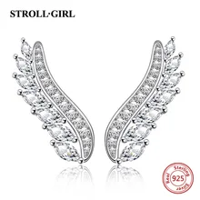 New arrival 925 sterling silver earrings with CZ authentic high quality feather stud diy fashion jewelry making for women gift New arrival 925 sterling silver earrings with CZ authentic high quality feather stud diy fashion jewelry making for women gift