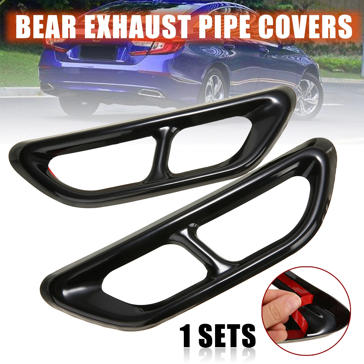 

2x L+R Metal Black Titanium Rear Cylinder Exhaust Muffler Tip End Pipe Cover Trim Chromium Styling For Honda Accord 2018