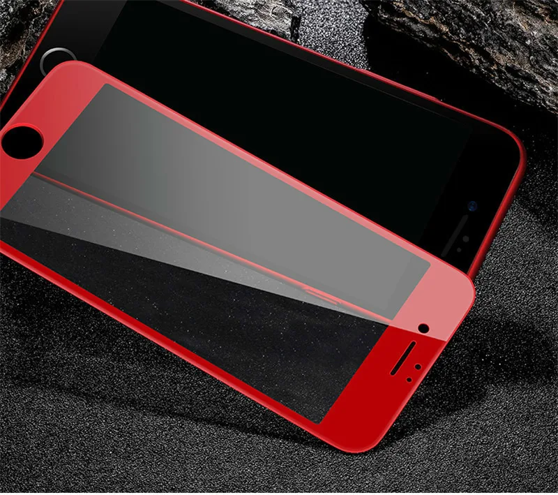 For Iphone 8 7plus 3d Soft Edge Full Cover Red rose gold Glossy Carbon Fiber Tempered Glass Screen Protector Film For Iphone 6s