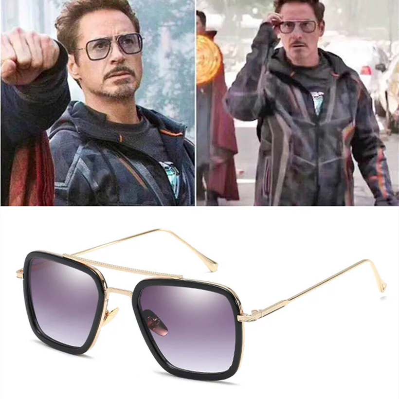 

Imwete Steampunk Sunglasses Men Tony Stark Iron Man Sun Glasses Classic Gothic Eyewear Steam Punk Sun Glasses UV400 Male