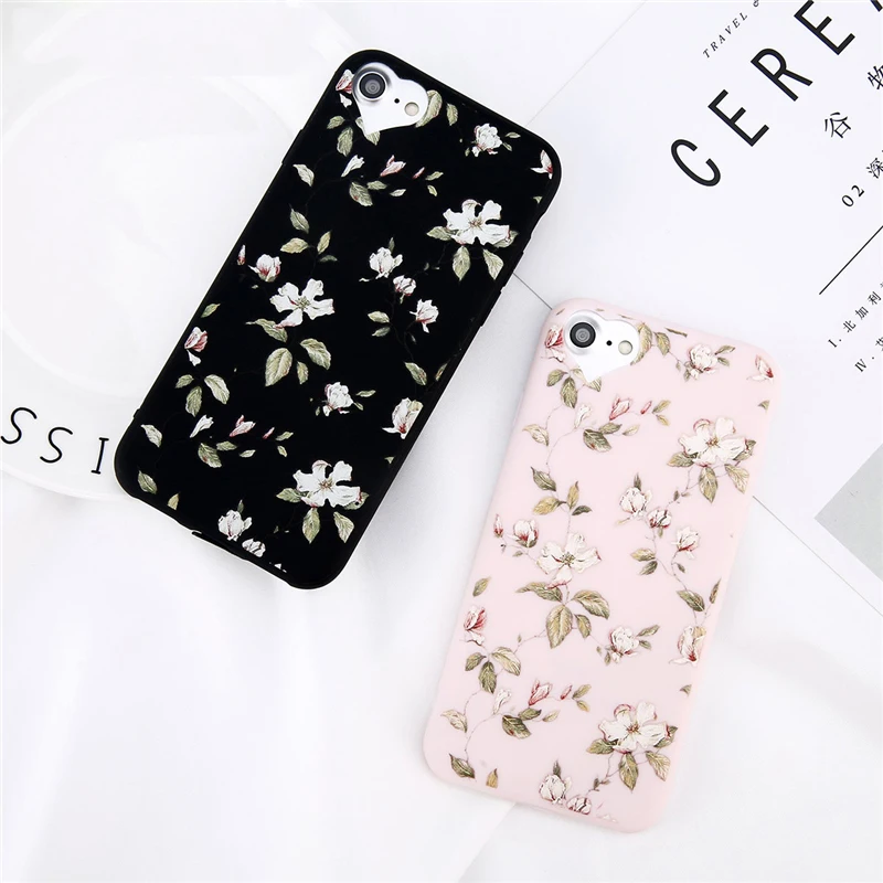

Moskado Daisy Flower Phone Case For iPhone 11Pro Max X XR XS MAX Floral Soft TPU Silicone Case For iPhone 6S 7 8 Plus Back Cover