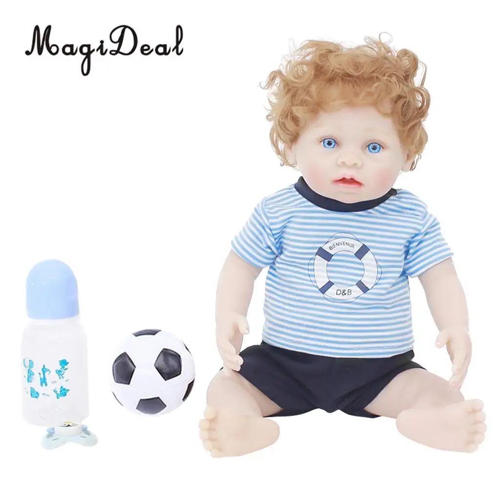 

45cm Cute Vinyl Realistic Infant Newborn Baby Doll Kids Toy in Blue Clothes