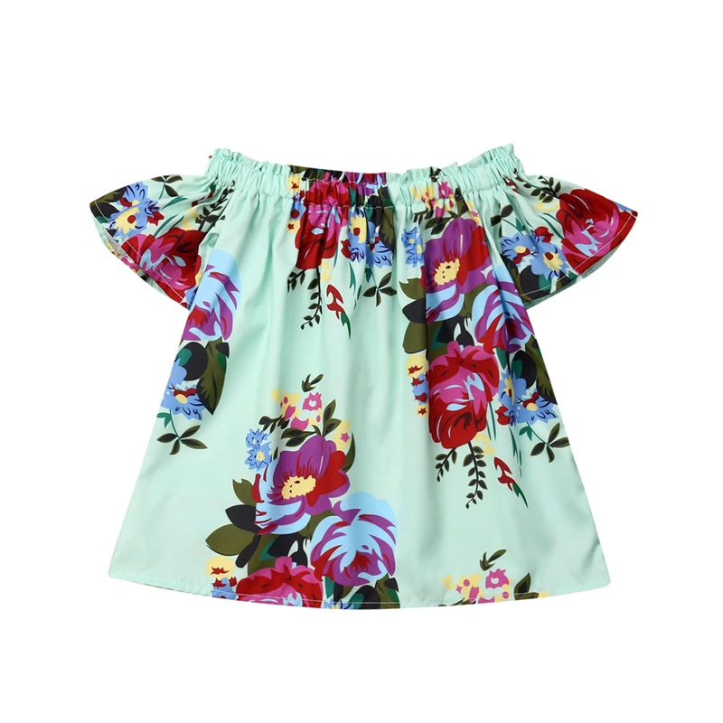 

Girl Dress Hot Summer Wear Toddler Baby Girls Fly Sleeve Princess Party Dress Prom Clothes Sweet Strapless Green Flower Dresses
