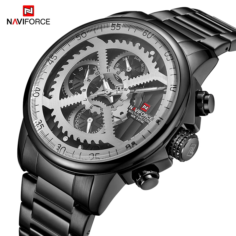 NAVIFORCE часы для мужчин Лидирующий бренд спортивные водонепроницаемые 24 часа дата