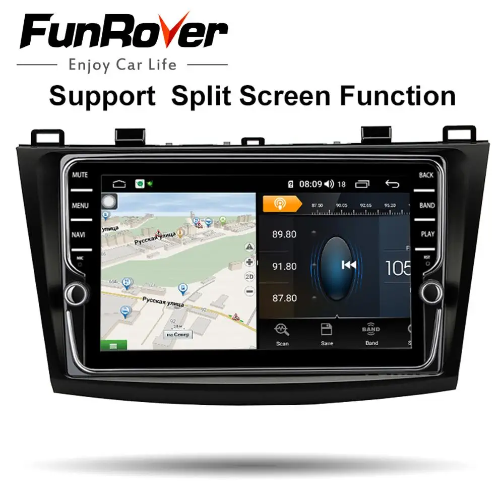 Excellent Funrover android 9.0 2 din car dvd multimedia player For Mazda 3 Axela 2009-2012 radio gps navigation stereo system DSP 64GB RDS 2