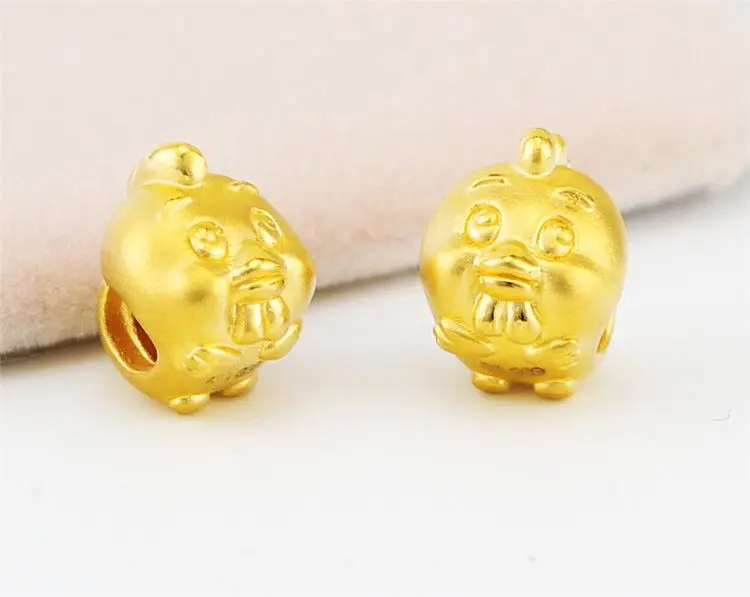 

New 24K Yellow Gold Lovely Chick Lucky Bead Pendant 13mm x 10mm (1pcs)