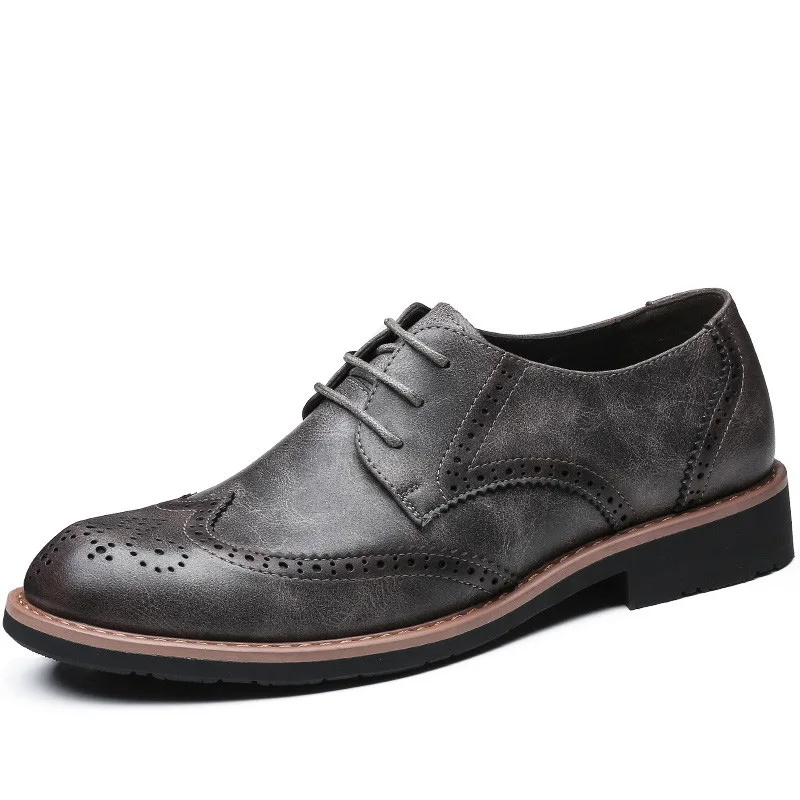 

Men Dress Formal Shoes Genuine Leather Wedding Shoes Retro Brogue Oxfords For Men Business Office Men's Flats