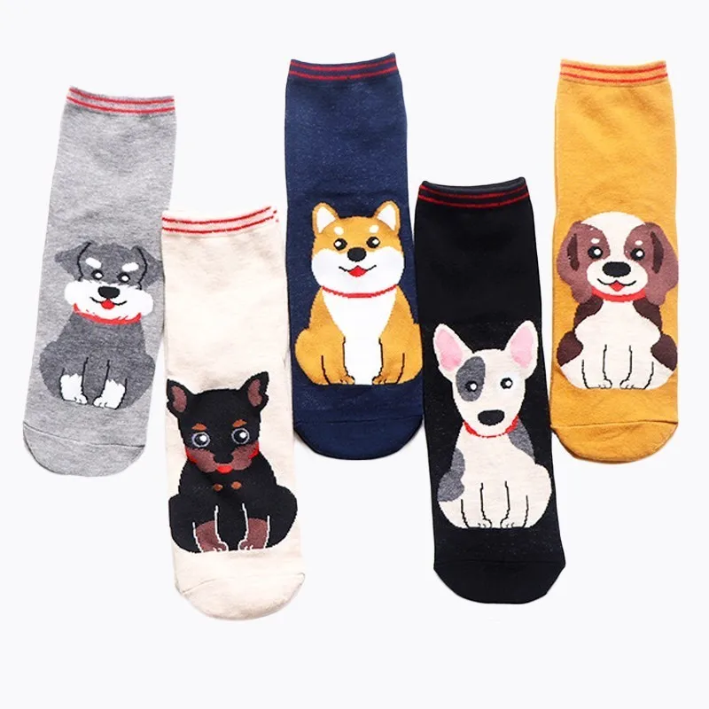 PEONFLY, женские носки, принт с животными, собака, мультфильм, Харадзюку, каваи, женские уличные, повседневные, хип-хоп, забавные, вентиляционные, хлопковые чулки