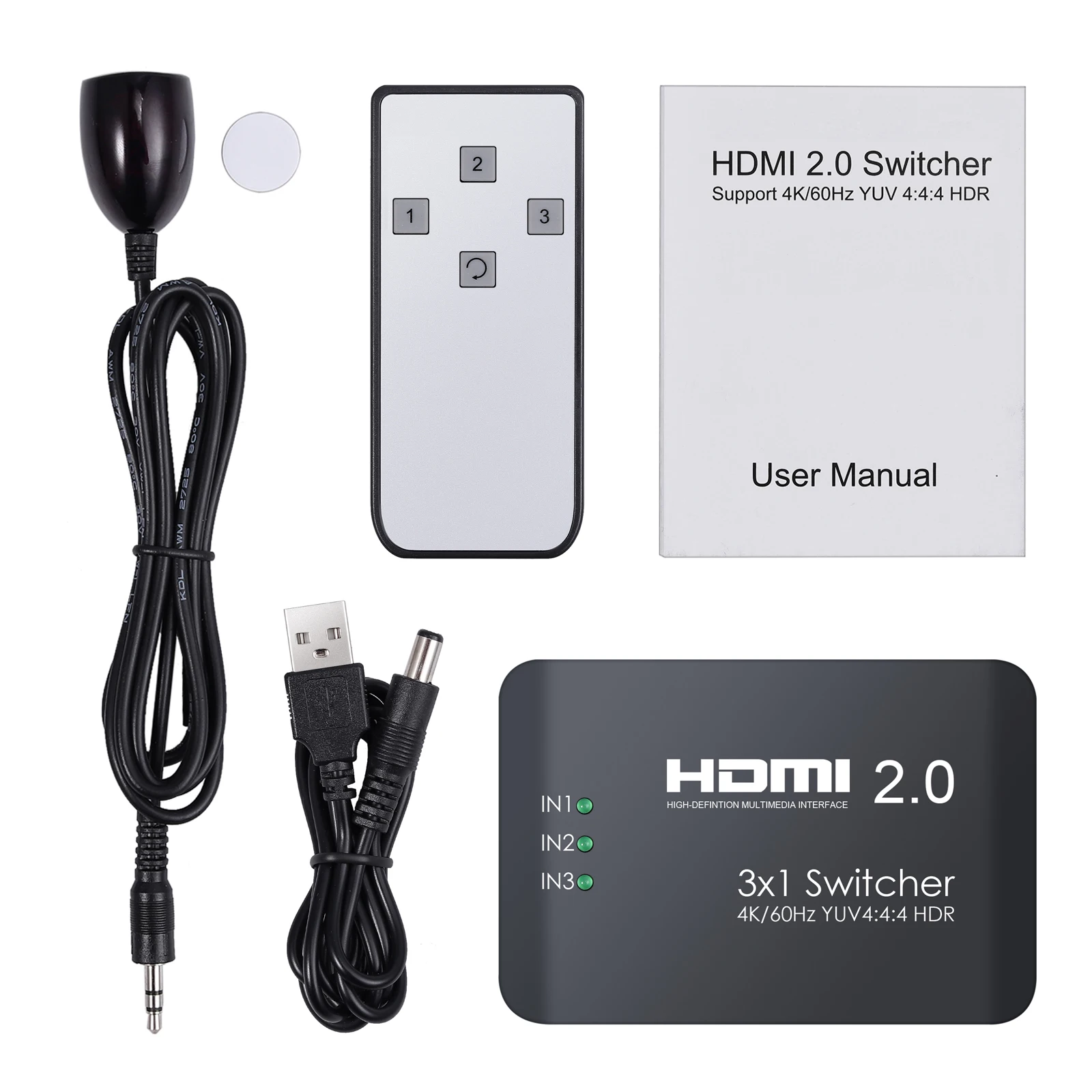 Коммутатор Neoteck Sup port 4K/60Hz YUV 4:4:4 и HDR HDMI Hub 3 Port 2 0 3X1 в 1 с ИК дистанционным