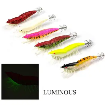 

6pcs Fishing Lure Bait Luminous 3D Simulation Shrimp Bait Saltwater Squid Hooks Fishing With Hook Accessory Deep Sea Fishing