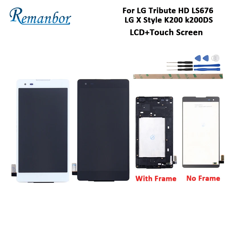 

Remanbor For LG Tribute HD LS676 LG X Style K200 k200DS LCD Display And Touch Screen Digitizer With Frame 5.0'' For LG LS676