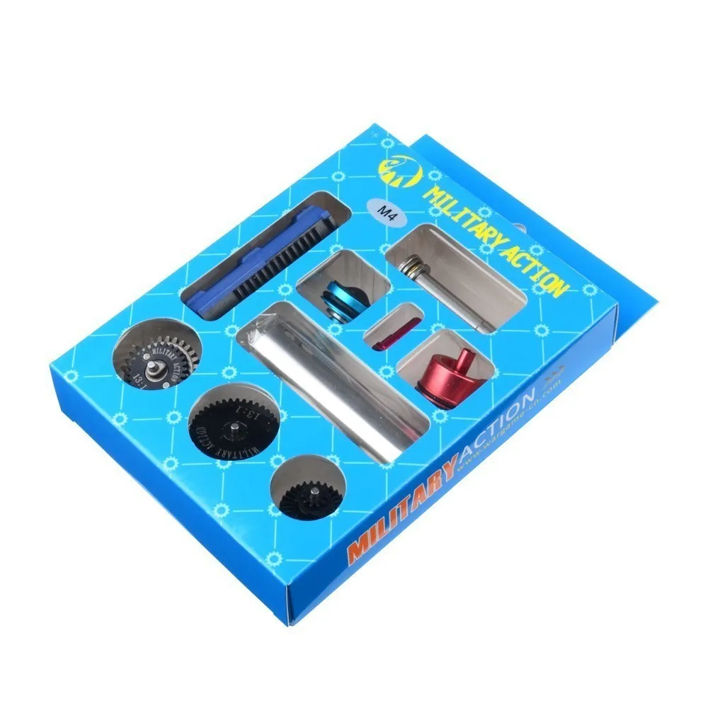 

Hunting Paintball Army Accessories Upgrade Kits High Speed Torque Gears Set Ported Solid Cylinder Piston Silent Mushroom Head M4