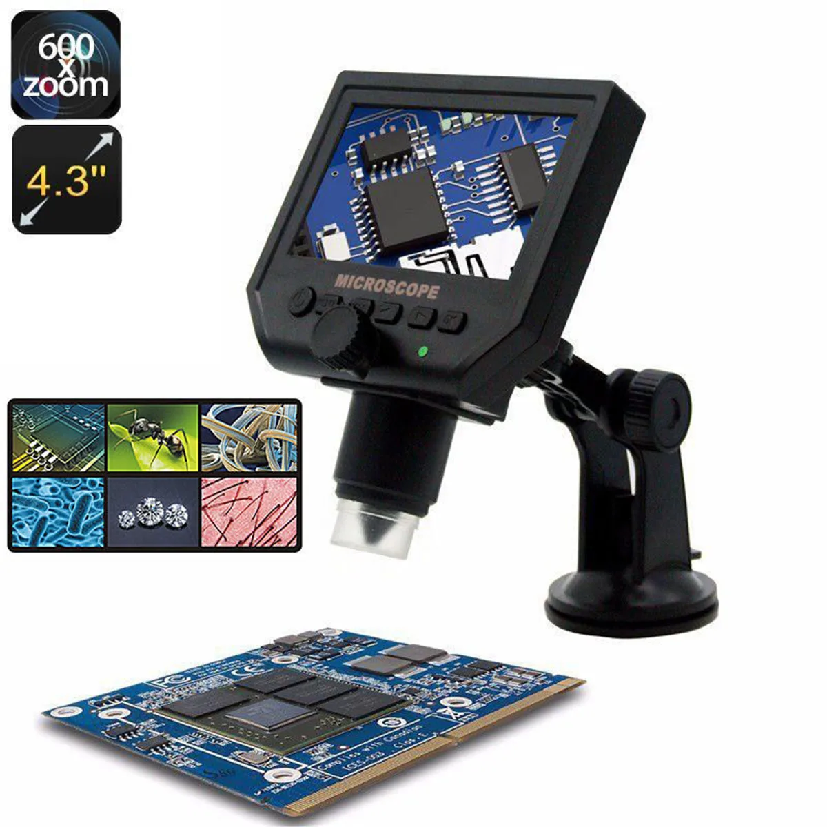 

MUSTOOL G600 Digital Portable 1-600X 3.6MP Microscope Continuous Magnifier with 4.3inch HD LCD Display Industrial Microscope