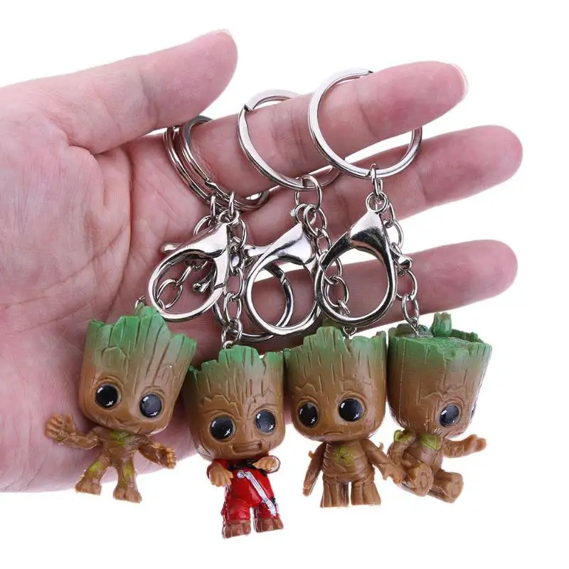 

4pcs Guardians Galaxy Figure Tree Man Car Decoration Toys Keychain Model Statue Red Tree man Baby Figurine Keychain