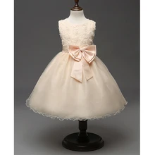 Свадебное платье без рукавов для маленьких девочек; кружевное платье до колена с бантом и цветочным узором; нарядное платье для дня рождения с розой