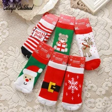 Рождественские носки для малышей плотные носки из чистого хлопка с принтом лося милые теплые рождественские носки на год для малышей Skarpetki Dla Dzieci