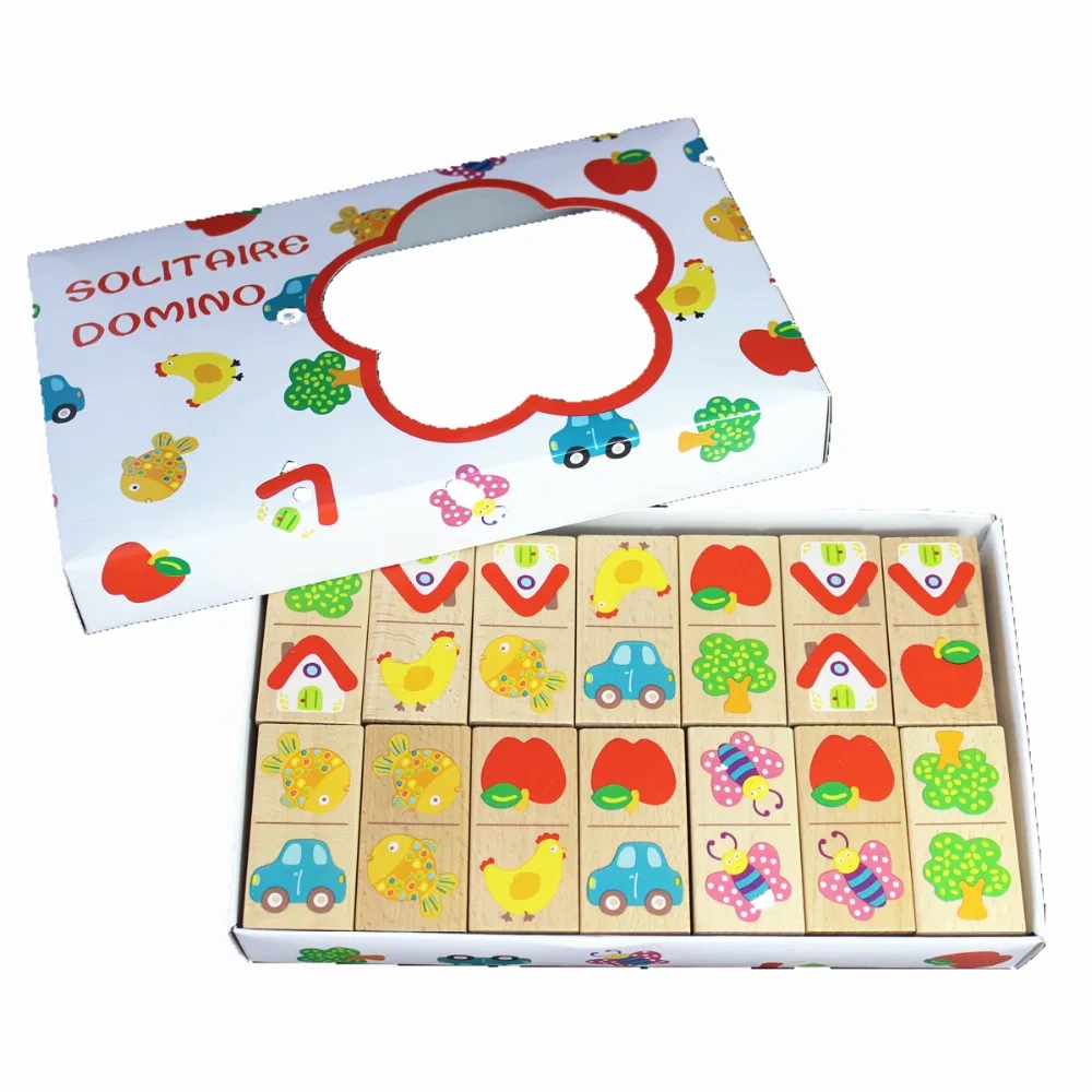 

Wooden puzzle jigsaw 56pcs domino Educational Soft Montessori children intelligent creative interactive toys birthday gift