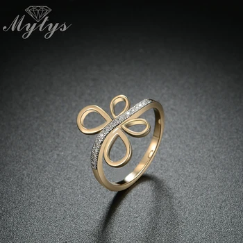 

Mytys Bowknot Ring For Women Fashion Women Jewelry Accessory Party Rings Gift Trendy Gold Color Ring R1801