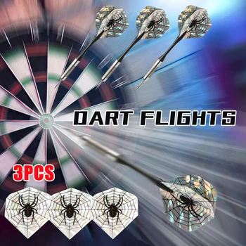 

Hot Sale 3Pcs 2D Bling Cool Sports PET Darts Flights Laser Black Spider Tail Wing Bullseye Target Game Darts Accessories Gadgets